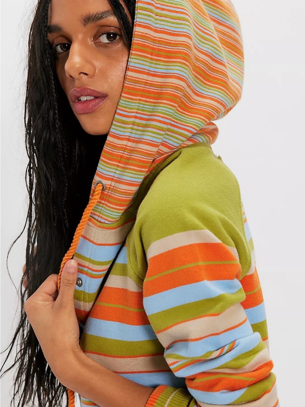 We The Free Bailey Striped Cardi in Citrus Combo, size XS